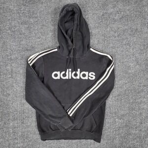 Adidas Essentials Vintage Spelled Logo Hoodie Black White Mens Size S